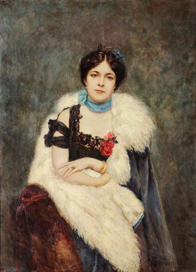 Pavel Alexandrovich Svedomsky (san Pietroburgo 1849 - Davos 1904)ritratto di Anna Nikolaevna Kutu...