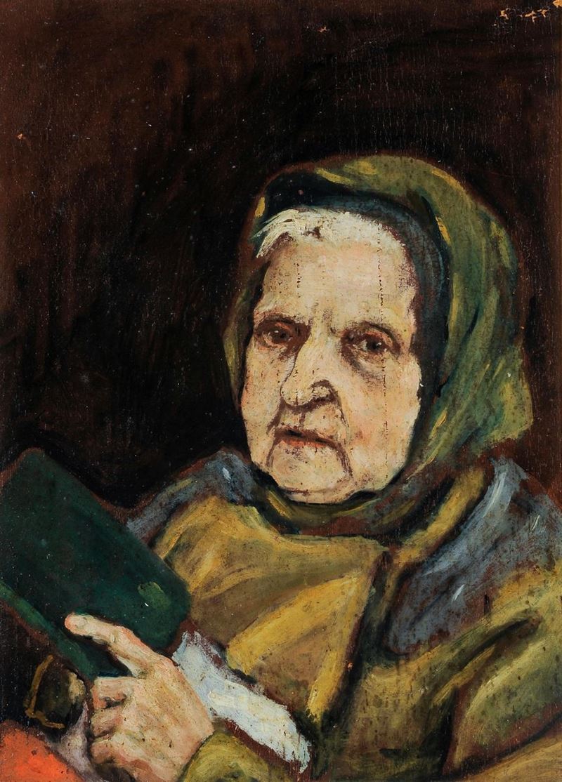 Anna Aleksandrovna Svedomskaja (1898-1973) Balia russa con libro  - Asta Arte Russa - Cambi Casa d'Aste