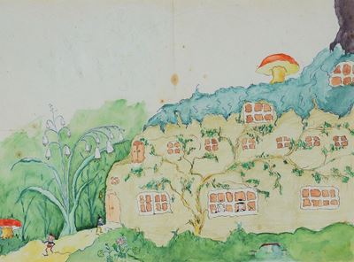 Anna Aleksandrovna Svedomskaja (1898-1973)casetta con Fungo sul Tetto