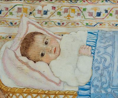 Anna Aleksandrovna Svedomskaja (1898-1973)ritratto di Micha nella Culla
