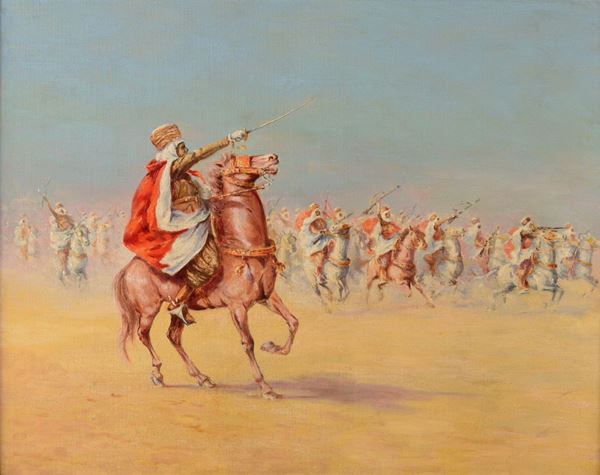Anonimo, fine XIX, inizi XX secolo Scena di battaglia orientalista