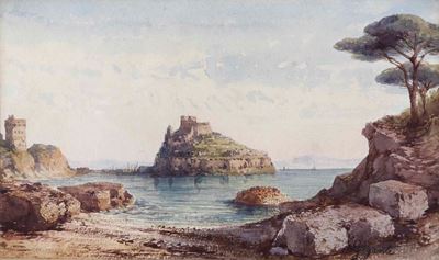 Scuola Napoletana del XIX-XX Secolo Veduta di Procida