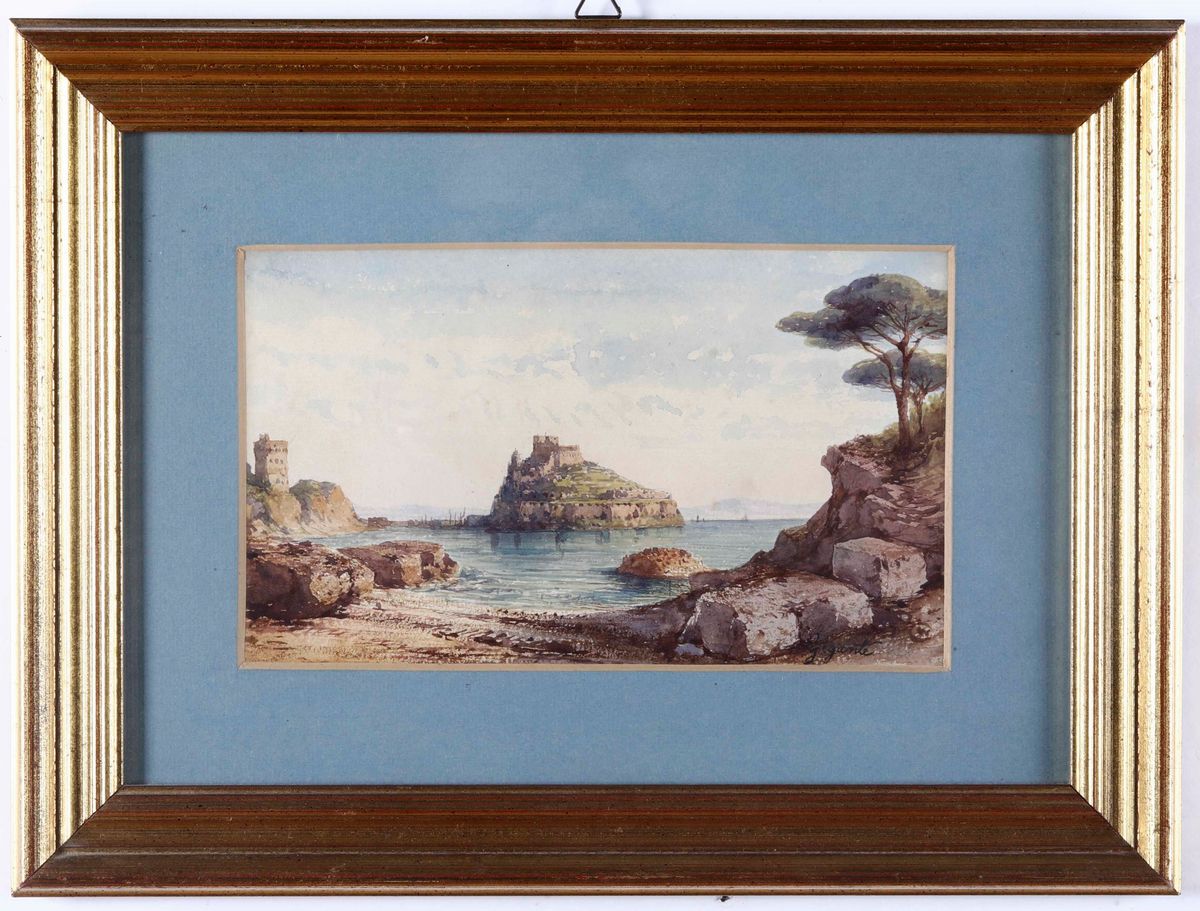 Scuola Napoletana del XIX-XX Secolo Veduta di Procida