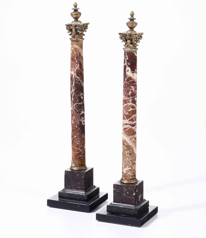 Coppia di colonne in diaspro e bronzo dorato, fine XIX, inizi XX secolo  - Auction Sculptures and Works of Art | Cambi Time - Cambi Casa d'Aste