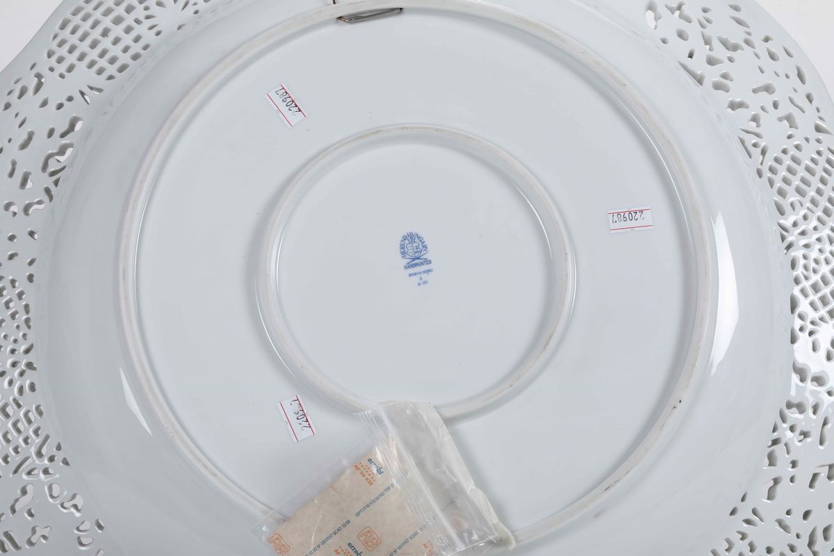 Grande Piatto Traforato "rotschild" Ungheria, Manifattura Herend, Seconda Metà del XX Secolo