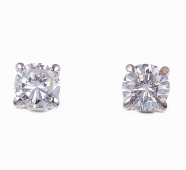 Pair of brilliant-cut diamond earrings