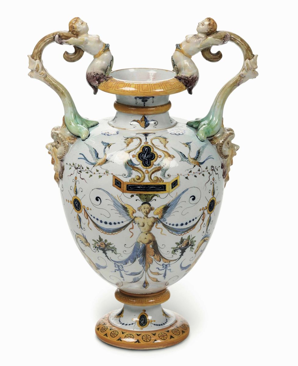 Vaso Biansato con Decoro “a Raffaellesche” Doccia, Manifattura Ginori, 1887 Ante 1902 Circa