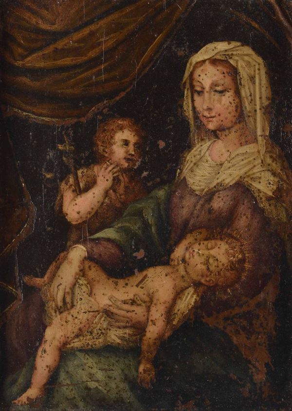 Scuola fiamminga del XVII secolo Madonna con Bambino e San Giovannino