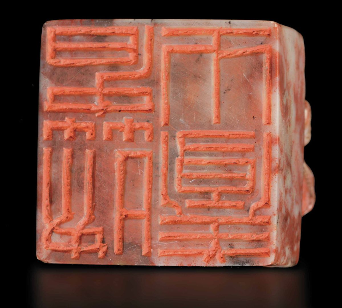 Importante Sigillo Imperiale Scolpito in Saponaria con Figure di Leoni a Rilievo, Cina, Dinastia ...
