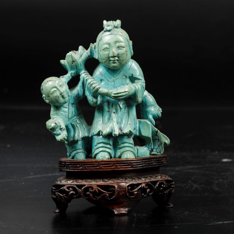 A small turquoise group, China, early 1900s  - Auction Fine Chinese Works of Art - I - Cambi Casa d'Aste