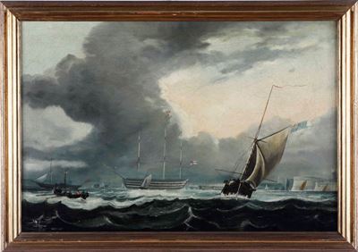 Pittore del XIX-XX Secolo Veliero in Navigazione