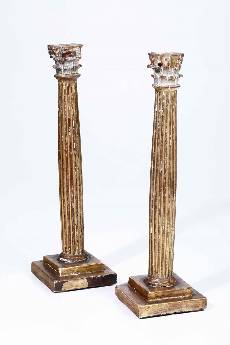 Coppia di colonne. Legno intagliato e dorato XIX secolo  - Auction Sculptures and Works of Art | Cambi Time - Cambi Casa d'Aste