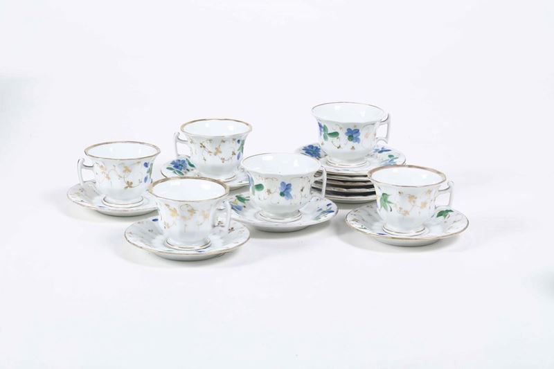 Sei tazze da tè con piattino, XIX secolo  - Auction tableware | Cambi Time - I - Cambi Casa d'Aste