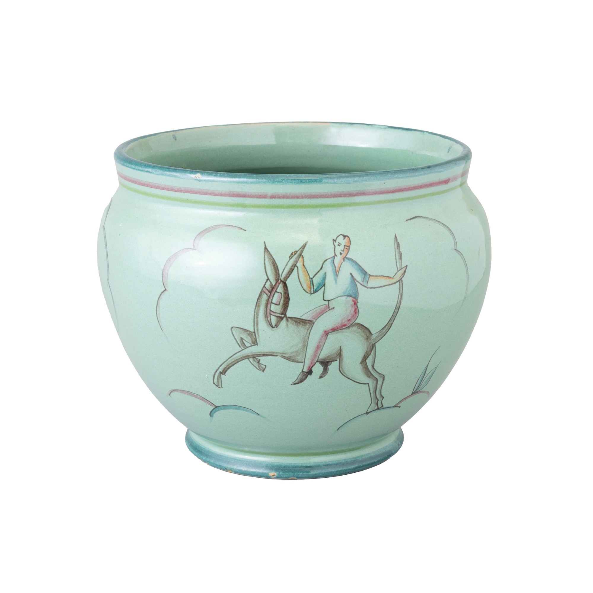 Solimene, Ceramiche artistiche di Vietri, vaso con decoro figurativo policromo (ca. 1950)
