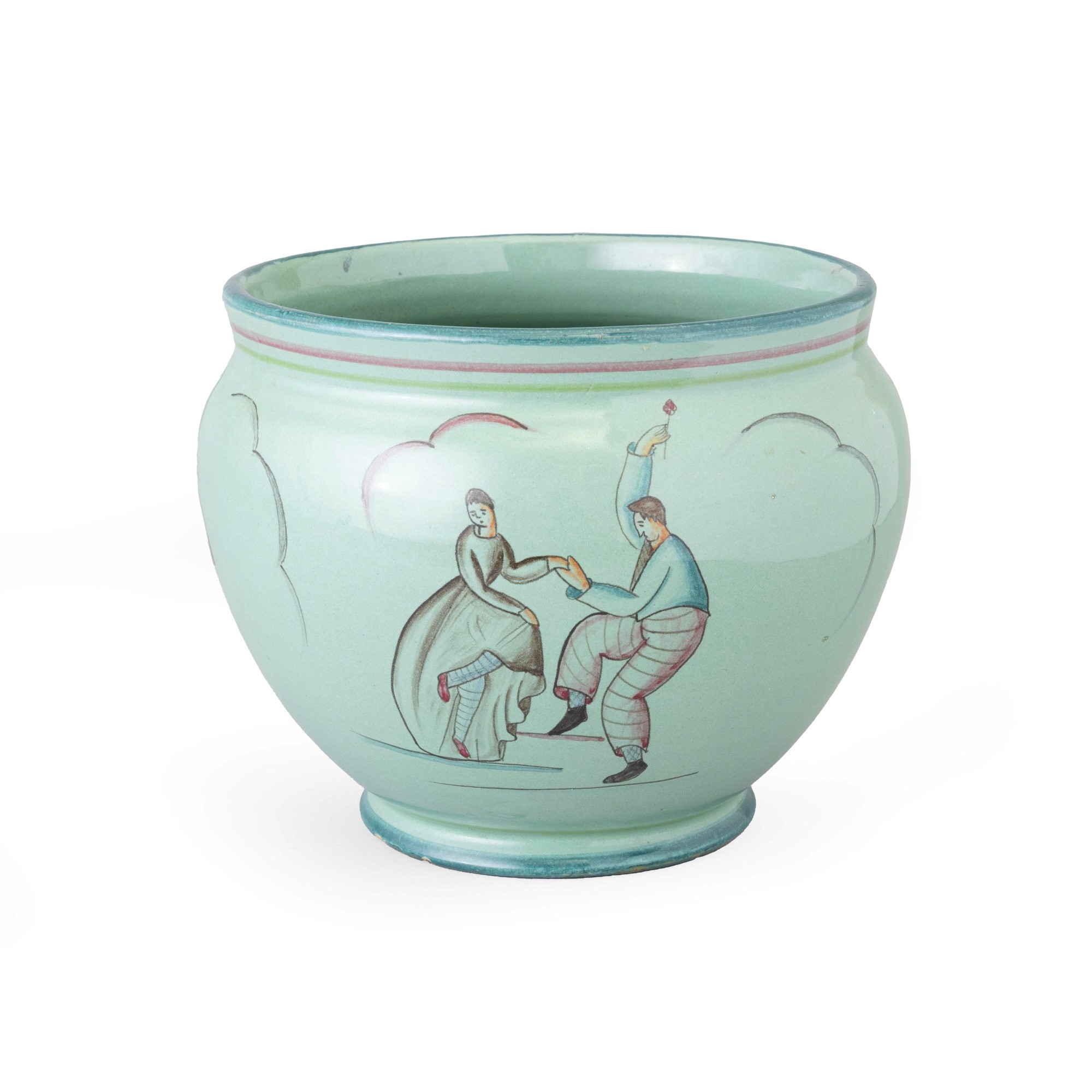 Solimene, Ceramiche artistiche di Vietri, vaso con decoro figurativo policromo (ca. 1950)