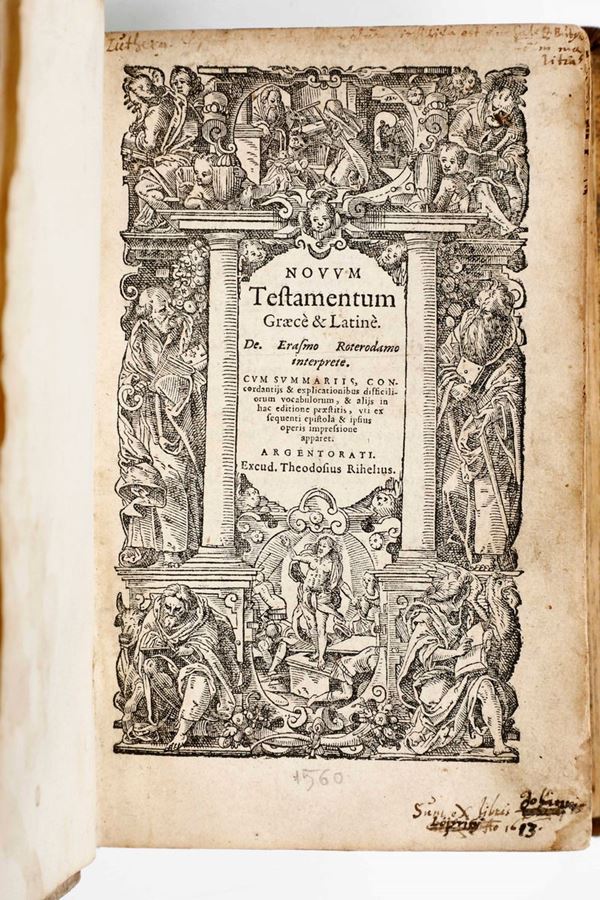Erasmo da Rotterdam Novum Testamentum... Argentorati... Th. Rielhius 1560.
