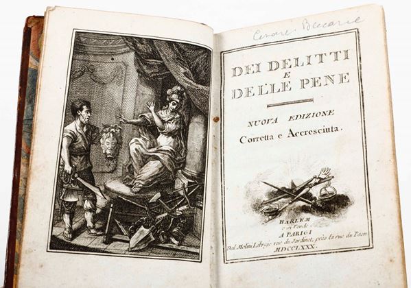 Beccaria Cesare Dei delitti e delle pene... Harlem, si vende a Parigi, 1780.