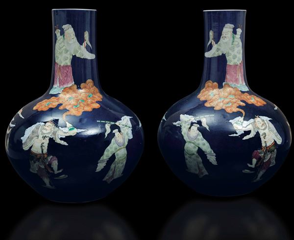A pair of Tianqiuping vases, China, Qing Dynasty
