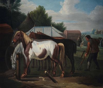 Jan Frans Van Bloemen (anversa 1662 - Roma 1749)fattore e Cavalli
