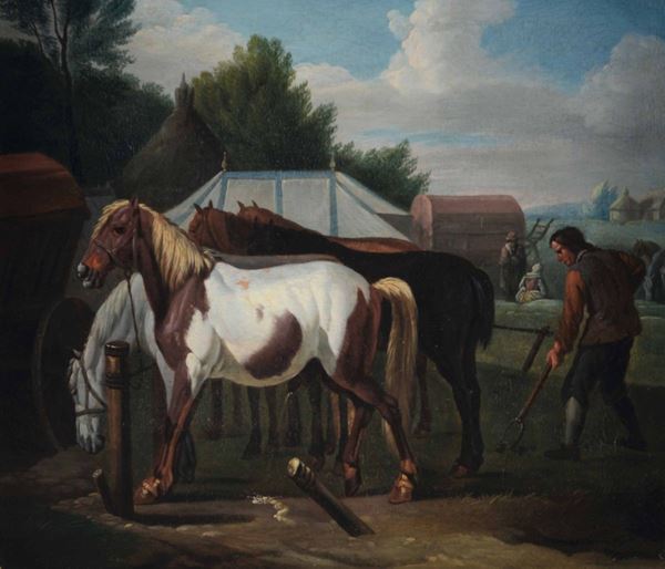 Jan Frans van Bloemen (Anversa 1662 - Roma 1749) Fattore e cavalli