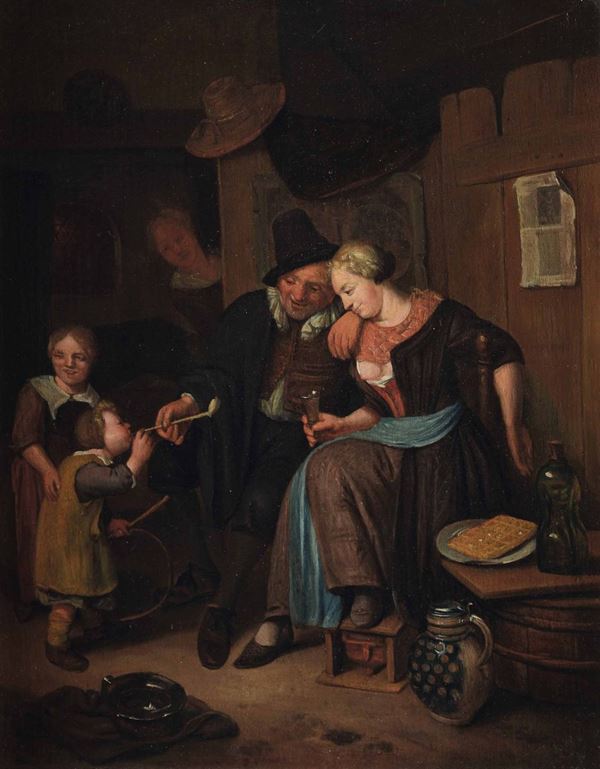 Richard Brakenbourg (Haarlem 1650-1702) Interno con figure
