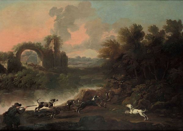 Philipp Peter Roos detto Rosa da Tivoli (Francoforte sul Meno 1655 - Tivoli 1706) Caccia al cervo