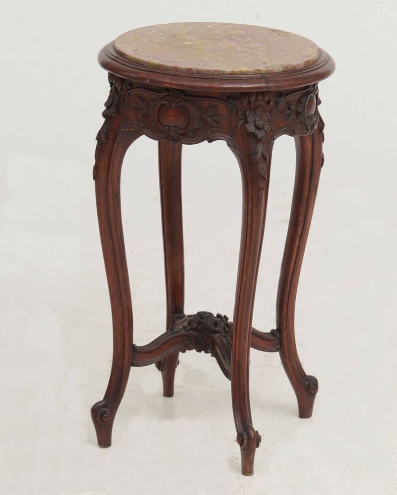 Tavolino in legno intagliato, paino in marmo, XIX-XX secolo  - Auction Antiques January | Time Auction - Cambi Casa d'Aste