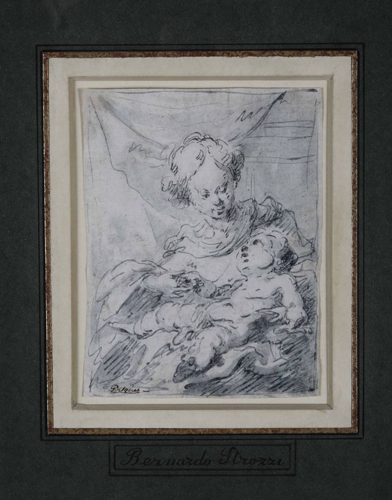 Bernardo Strozzi (Genova 1581 - Venezia 1644) Madonna col Bambino  - Asta Disegni Antichi - Cambi Casa d'Aste