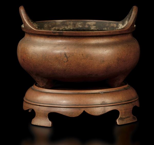A bronze tripod censer, China, Qing Dynasty
