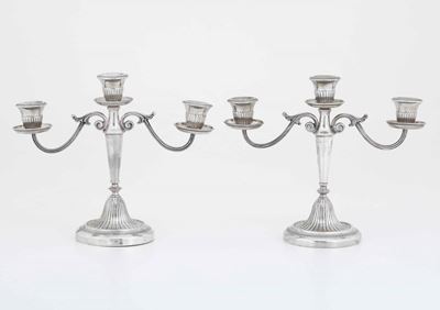 Coppia di Doppieri in Argento. Argenteria Italiana del XX Secolo
