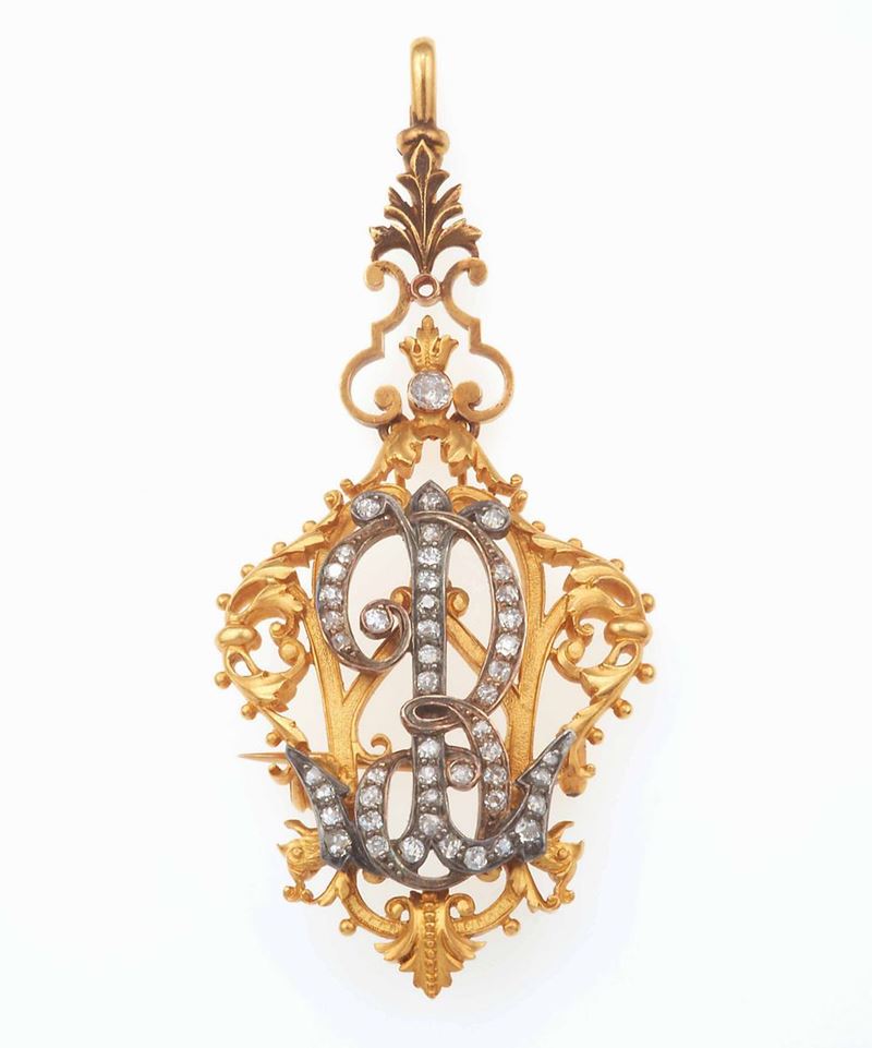 Pendente/spilla con diamanti  - Auction Fine Jewels - Cambi Casa d'Aste