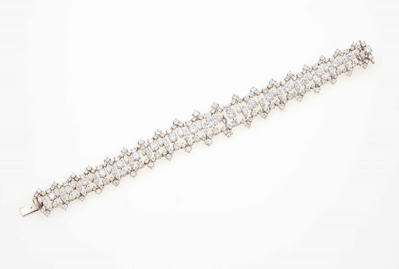 Bracciale con diamanti taglio rotondo e navette  - Auction Fine Jewels - Cambi Casa d'Aste