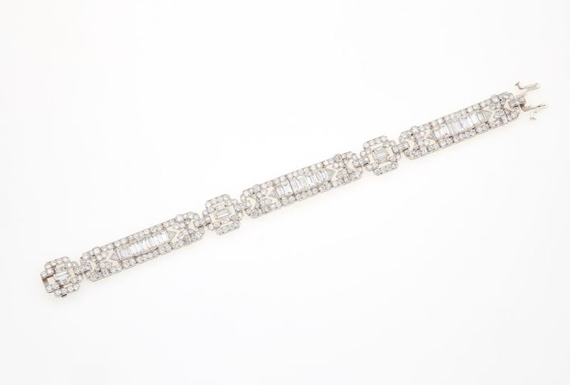 Bracciale con diamanti taglio rotondo e baguette  - Auction Fine Jewels - Cambi Casa d'Aste