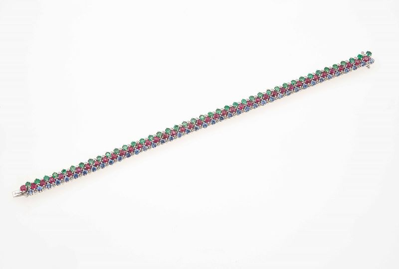 Bracciale con zaffiri, rubini e smeraldi  - Auction Fine Jewels - Cambi Casa d'Aste