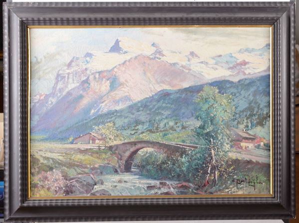 Cesare Bentivoglio (Genova 1868-1952) Paesaggio di montagna