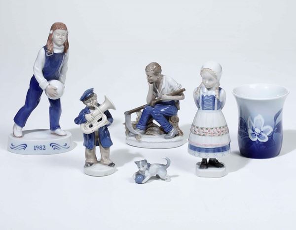 Cinque figurine e un vasetto. Copenaghen e Turingia, seconda metà del XX secolo