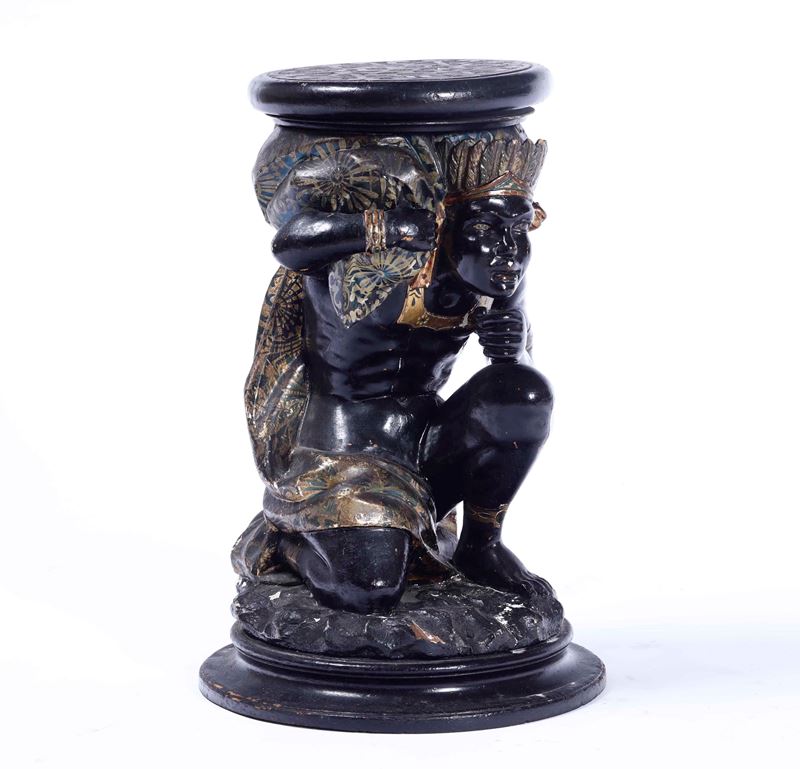 Figura di moro in legno laccato, ebanizzato e dorato, XIX-XX secolo  - Auction Sculptures and Works of Art | Cambi Time - Cambi Casa d'Aste