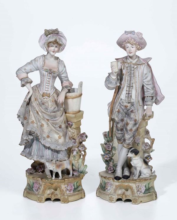 Coppia di figurine. Manifattura indeterminata, 1900 circa