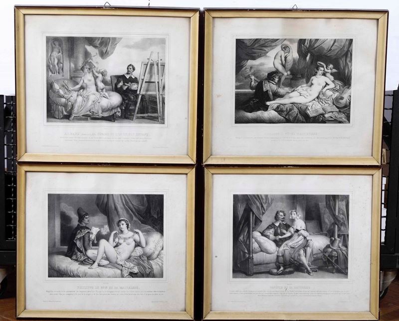 Lotto di quattro stampe, Francia XIX secolo  - Auction Old Prints and Engravings | Cambi Time - Cambi Casa d'Aste