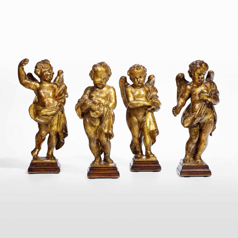 Four gilt wood putti, Italy, 1600s  - Auction Sculpture and Works of Art - Cambi Casa d'Aste