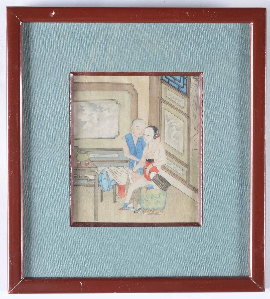 Quattro Piccole Tempere Raffiguranti Scene Erotiche, Cina, Dinastia Qing, XIX Secolo