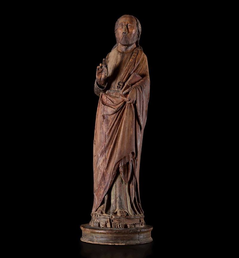 A wood St Thomas, Italy, early 1300s  - Auction Sculpture and Works of Art - Cambi Casa d'Aste