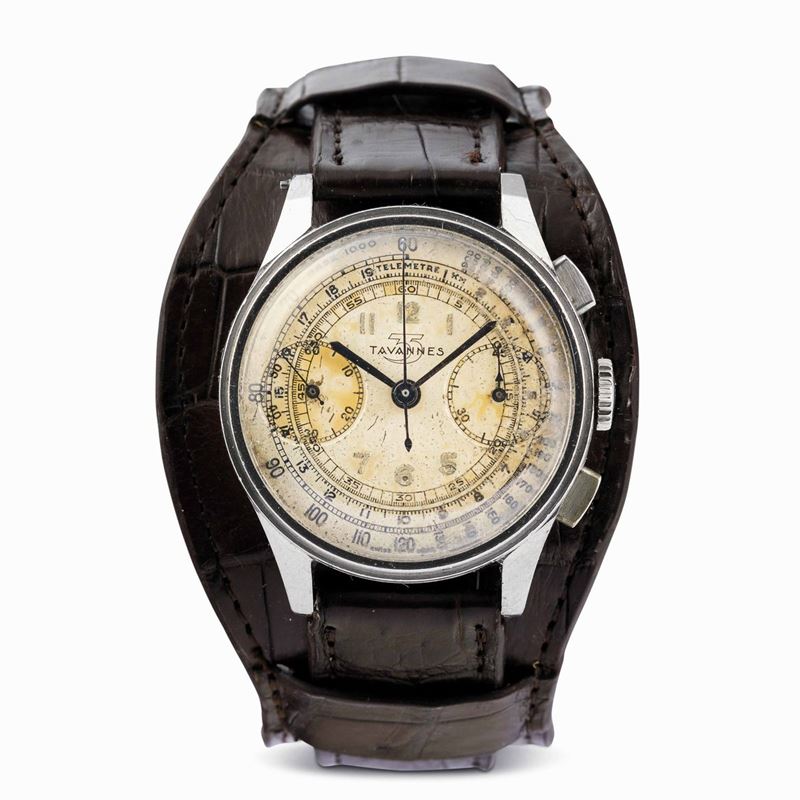 TAVANNES - Cronografo carica manuale, Calibro Venus 188, 38mm, acciaio, circa 1940  - Auction Watches and Pocket Watches - Cambi Casa d'Aste