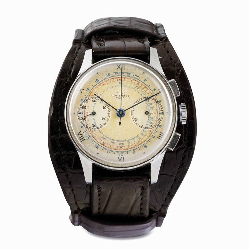 TAVANNES - Cronografo carica manuale, Calibro Venus 175, 38mm, acciaio, circa 1940  - Auction Watches and Pocket Watches - Cambi Casa d'Aste