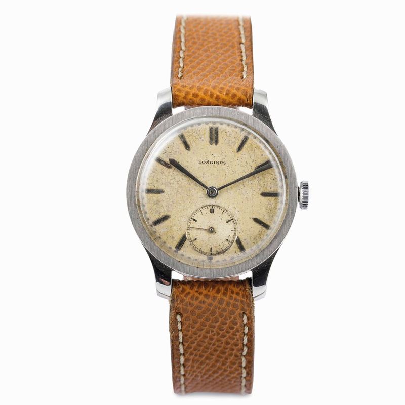 LONGINES - Calatrava anse fisse, acciaio, carica manuale calibro 12.68Z,  circa 1940  - Auction Watches and Pocket Watches - Cambi Casa d'Aste