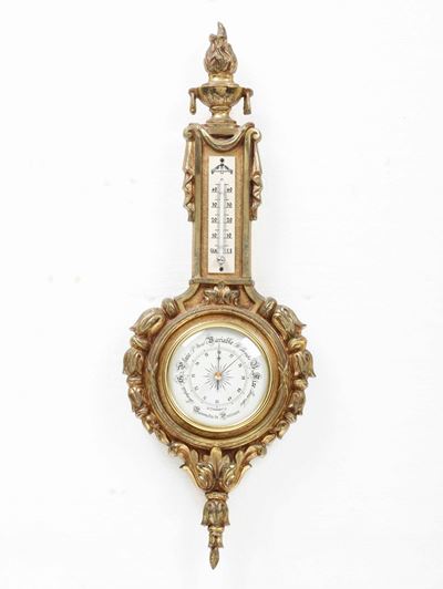 Piccolo Barometro in Bronzo Dorato. Francia XX Secolo