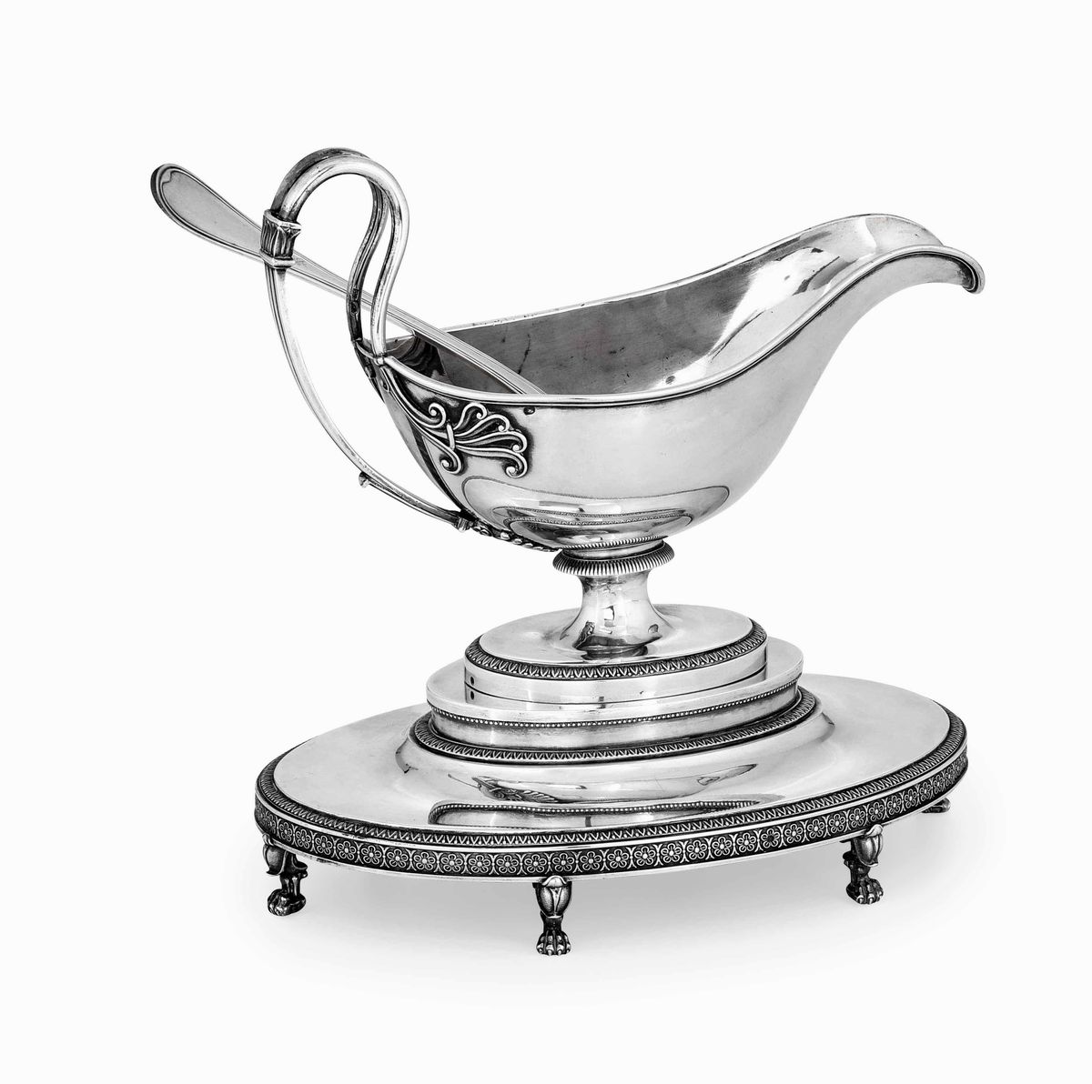 Salsiera con Presentoire in Argento Primo Titolo. Francia Probabile XIX Secolo. Marchi Dell’argen...