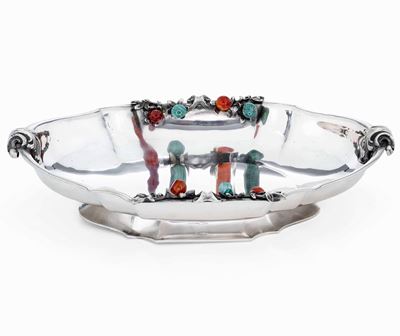 Centrotavola in Argento. Argenteria Italiana del XX Secolo. Bollo con Fascio Littorio in Uso dal ...