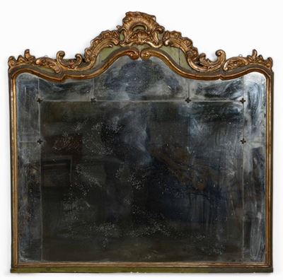 Caminiera in Legno Intagliato, Dipinto e Dorato