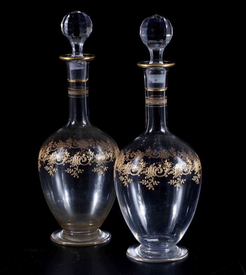 Coppia di bottiglie Récamier Francia, Manifattura Baccarat, inizio del XX secolo  - Asta L'Art de la Table - Cambi Casa d'Aste